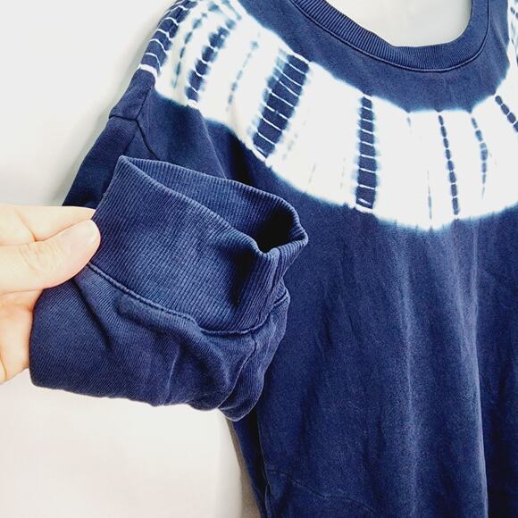 Pure Jill Organically Grown Cotton  BOHO Soft Knit Blue Tie Die Sweatshirt Dress - Picture 5 of 11